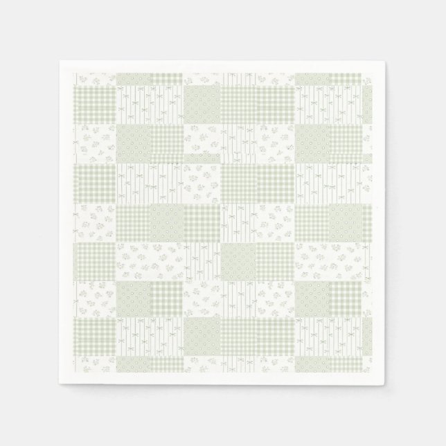 Guardanapo De Papel Passado Verde Sage Verde Antigo Bebe Patchwork Fes (Frente)