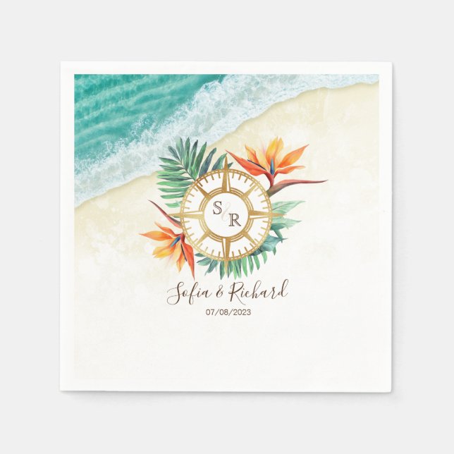 Guardanapo De Papel Passaporte de Destino de Casamento Obrigado (Frente)