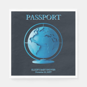 Guardanapo De Papel Passaporte do Globo Azul Chuveiro de Bebê Viagem