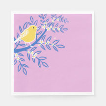 Pássaro Amarelo Ilustrado em um Fundo Rosa