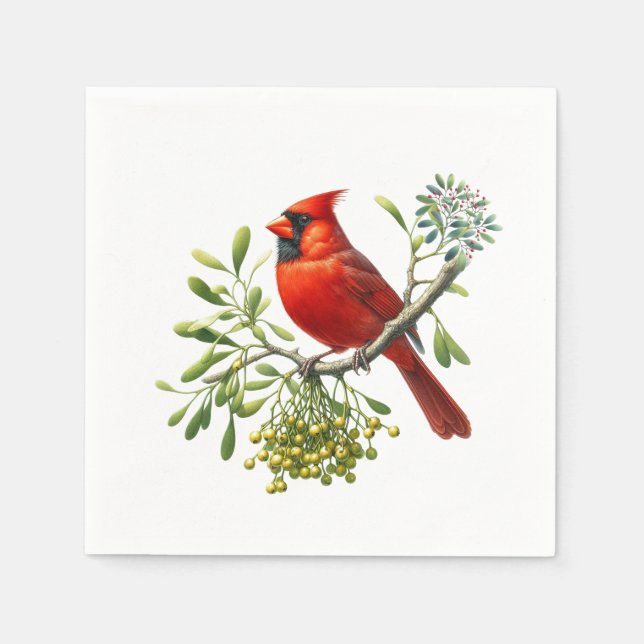 Guardanapo De Papel Pássaro Cardinal Vermelho Férias Visco (Frente)