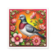 Pássaro Colorido Empoleirado Entre Flores Vibrante