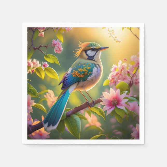 Guardanapo De Papel Pássaro Fantástico de Ala Verde (Frente)