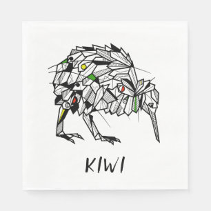 Guardanapo De Papel Pássaro kiwi preto e branco