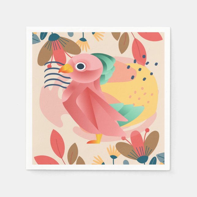 Guardanapo De Papel Pássaro Tropical No Paraíso (Frente)