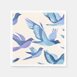 Guardanapo De Papel Pássaros Azuis Voando | Aquarela Moderna