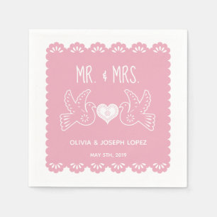 Guardanapo De Papel Pássaros cor-de-rosa do amor de Papel Picado que