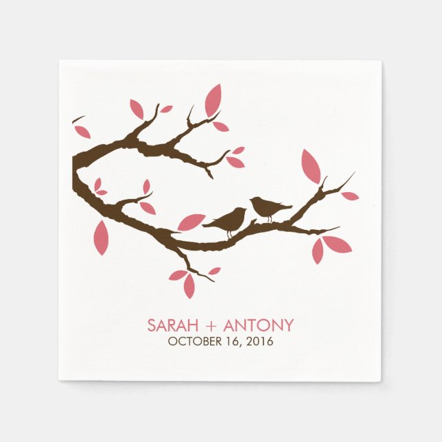 Guardanapo De Papel Pássaros do Amor na Árvore (Frente)