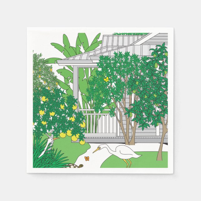 Guardanapo De Papel Pássaros & Plantas Tropicais (Frente)