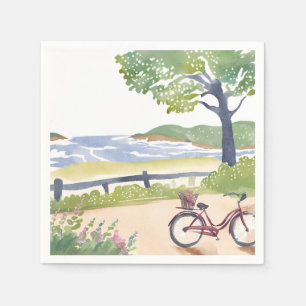 Guardanapo De Papel Passeio de Bicicleta na Ilha Aquarela de Martha'