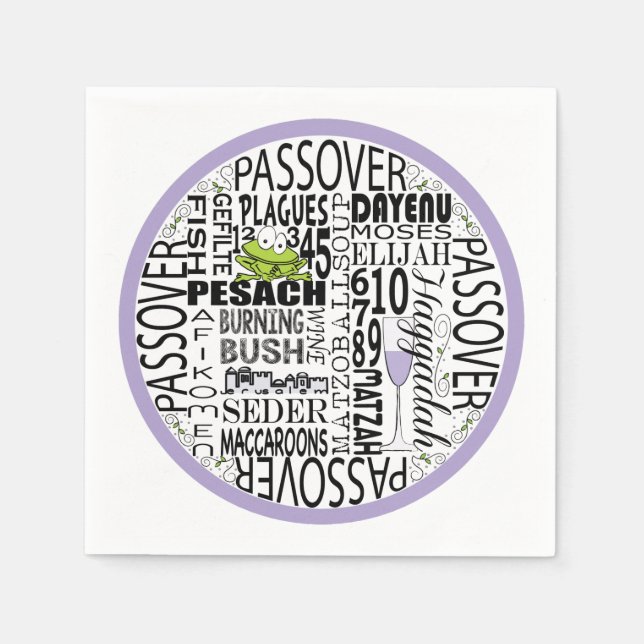 Guardanapo De Papel Passover Cocktail Napkins "Dayenu & more" Padrão (Frente)