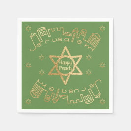 Guardanapo De Papel Passover Cocktail Napkins Padrão "Jerusalém Dourad