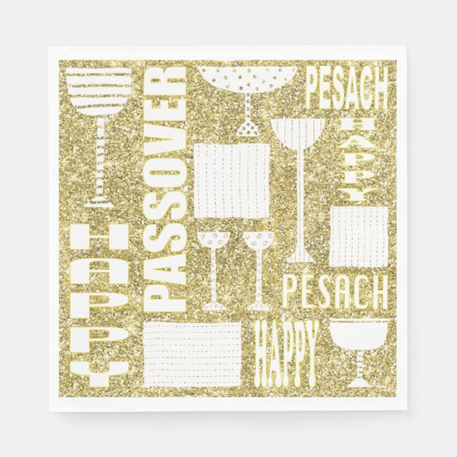Guardanapo De Papel Passover Padrão Napkins "Passover Dourado" (Frente)