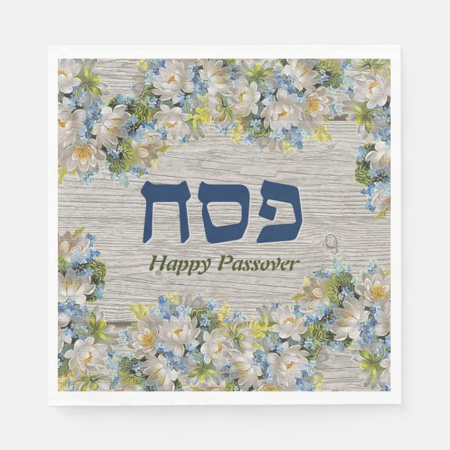 Guardanapo De Papel Passover Seder Convite Rustic Floral Napkin (Frente)