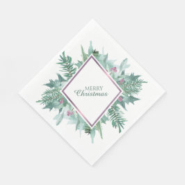 Guardanapo De Papel Pasta Verde Rosa Berry Violeta Natal