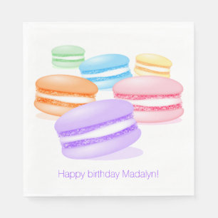 Guardanapo De Papel pastel arco-íris macarons feliz aniversário