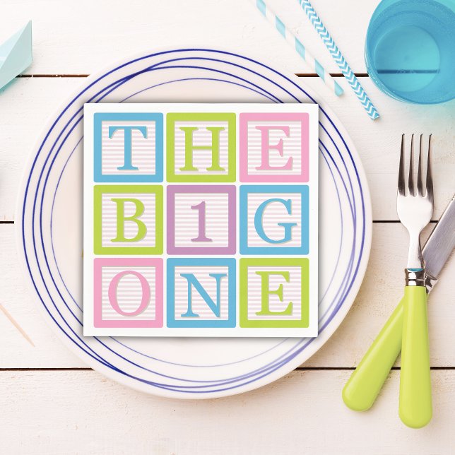 Guardanapo De Papel Pastel Block Letter Big One First Birthday Party (Criador carregado)