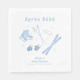 Guardanapo De Papel Pastel Blue Winter Après Bébé Ski Boy Baby Shower 