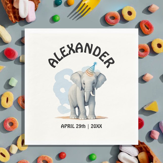 Guardanapo De Papel Pastel Bravo Cachorro Bebê Azul Elefante Selvagem  (Criador carregado)