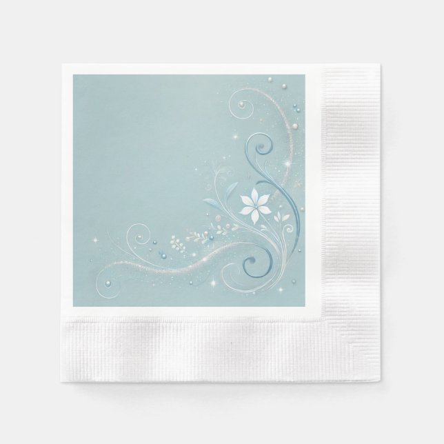 Guardanapo De Papel Pastel Cerulean Floral Motif Design (Frente)