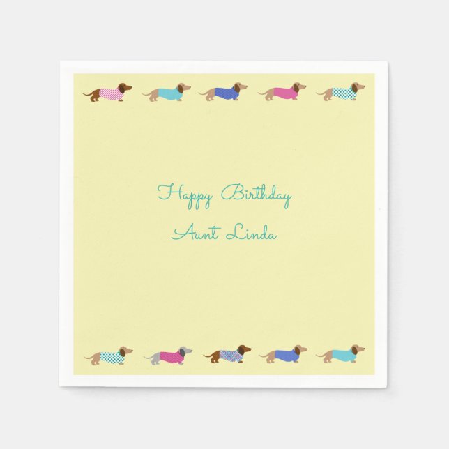 Guardanapo De Papel Pastel Dachshund Paper Party Napkins (Frente)