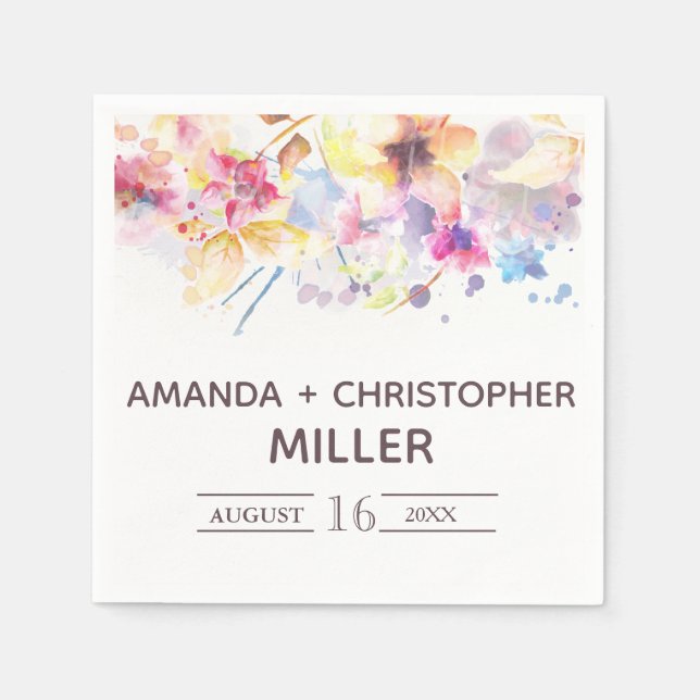 Guardanapo De Papel Pastel de Aquarela Floral | Nápoles (Frente)