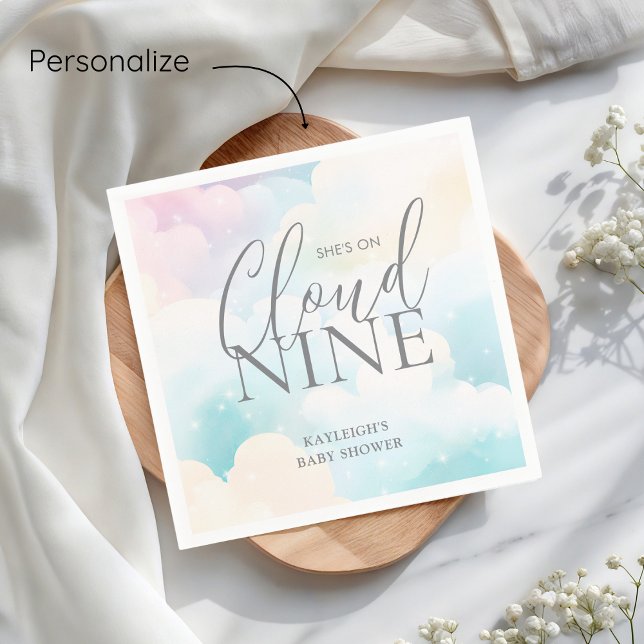 Guardanapo De Papel Pastel Ela está no Chá de fraldas Cloud Nine (Criador carregado)