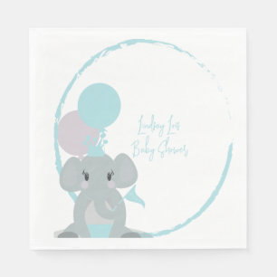 Guardanapo De Papel Pastel Elefante Bebê Menina Script Chã de Bebê   