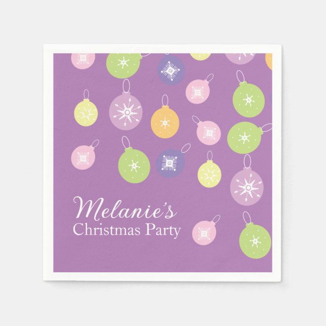 Guardanapo De Papel Pastel Enfeites de natal Flocos de Neve Violeta (Frente)