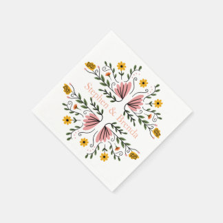Guardanapo De Papel Pastel Feminine Floral Custom Name Elegant