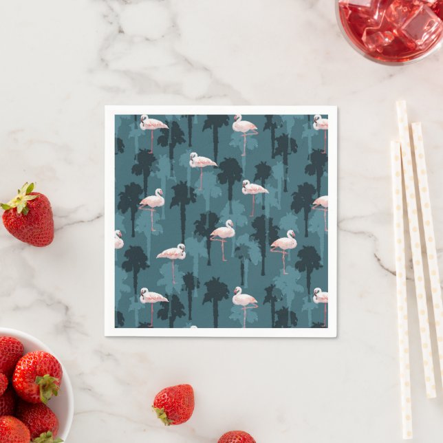 Guardanapo De Papel Pastel Flamingos Em Teal (Insitu)