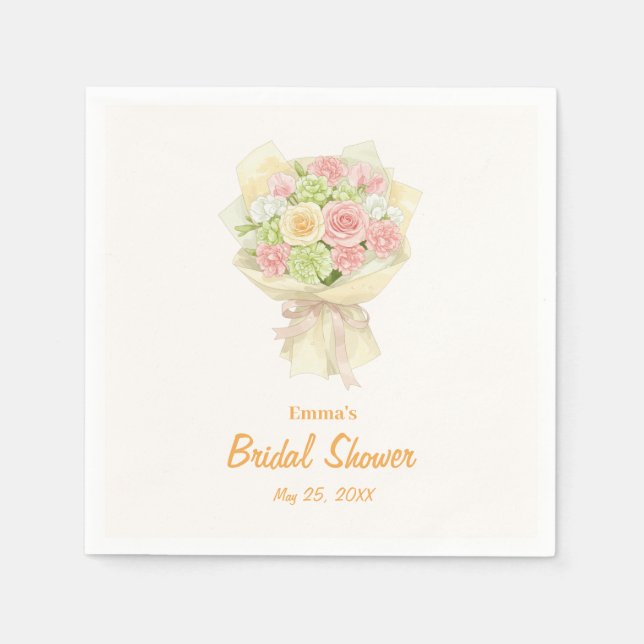 Guardanapo De Papel Pastel Floral Bridal Shower bouquet  (Frente)