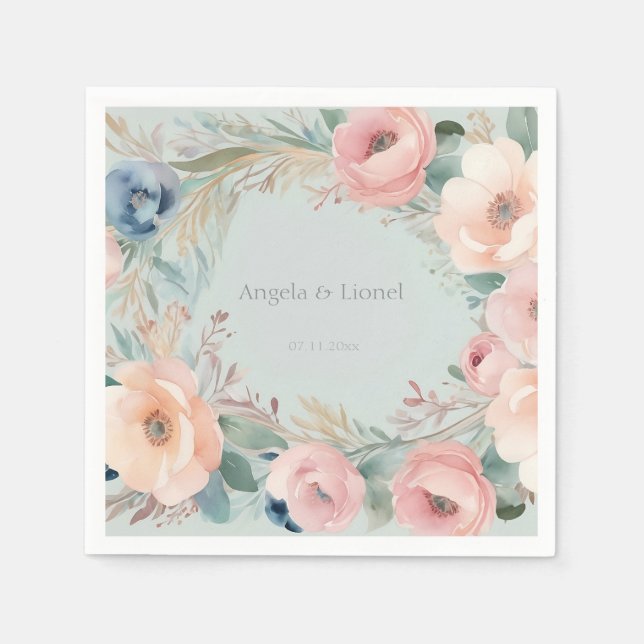 Guardanapo De Papel Pastel Floral Elegance Wedding (Frente)