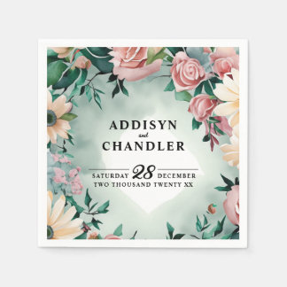 Guardanapo De Papel Pastel Flower Elegance: Casamento Floral Verde Sag