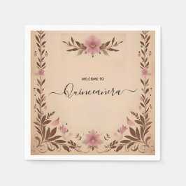 Guardanapo De Papel Pastel Font Dusty Glam Rosa Dourado Quinceanera