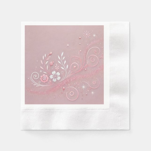 Guardanapo De Papel Pastel Fuschia Floral Motif Design (Frente)
