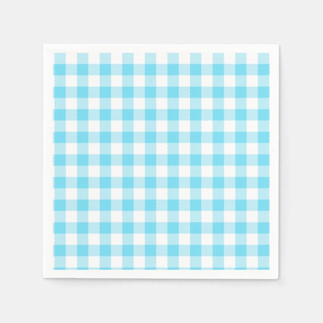 Guardanapo De Papel Pastel Gingham Napkins Azul (Frente)