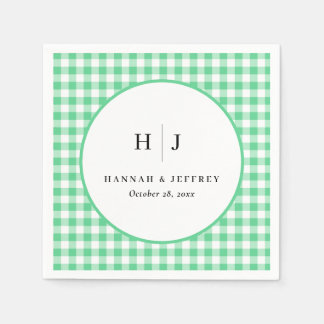 Guardanapo De Papel Pastel Gingham Wedding Green Napkins