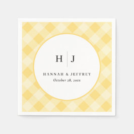 Guardanapo De Papel Pastel Gingham Wedding Yellow Napkins