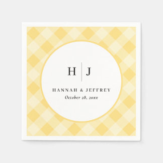 Guardanapo De Papel Pastel Gingham Wedding Yellow Napkins
