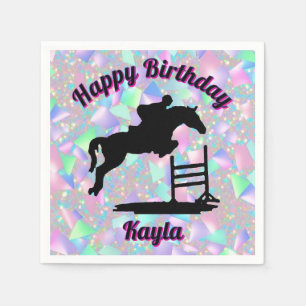 Guardanapo De Papel Pastel Glitter Horse Girl Birthday Napkins