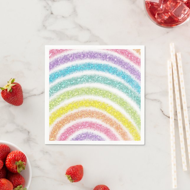 Guardanapo De Papel Pastel Glitter Rainbow (Insitu)