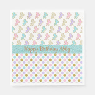 Guardanapo De Papel Pastel Glitter Unicorns Partido Bolinhas Napkins