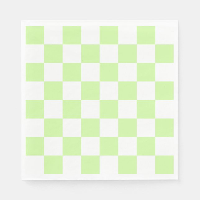 Guardanapo De Papel Pastel Green Checkered Gingham Patterno (Frente)