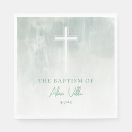 Guardanapo De Papel Pastel Green Watercolor Baptism Napkins