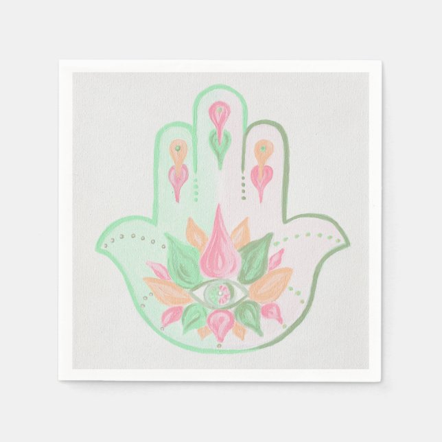 Guardanapo De Papel Pastel Hamsa Napkins (Frente)