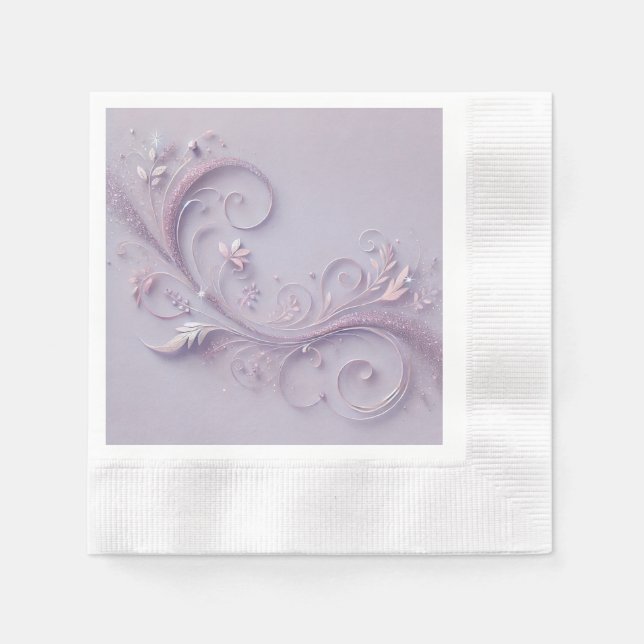 Guardanapo De Papel Pastel Heliotrope Shade Floral Motif Design (Frente)