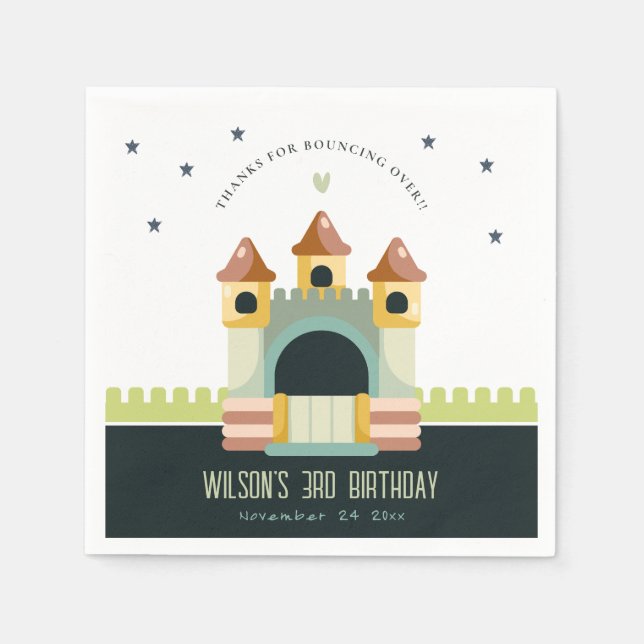 Guardanapo De Papel Pastel Jumping Castle Jump & Play Aniversário de c (Frente)