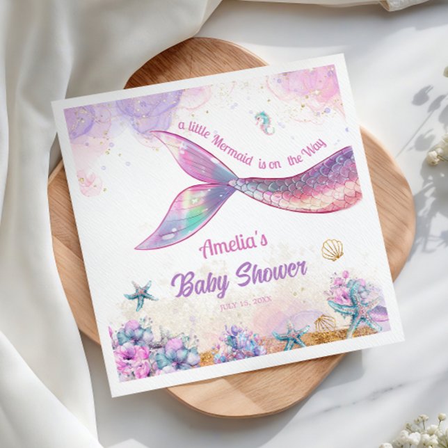 Guardanapo De Papel Pastel Mermaid Tail Ocean Girl Celebration (Criador carregado)