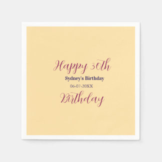 Guardanapo De Papel Pastel orange happy 30th birthday name date purple